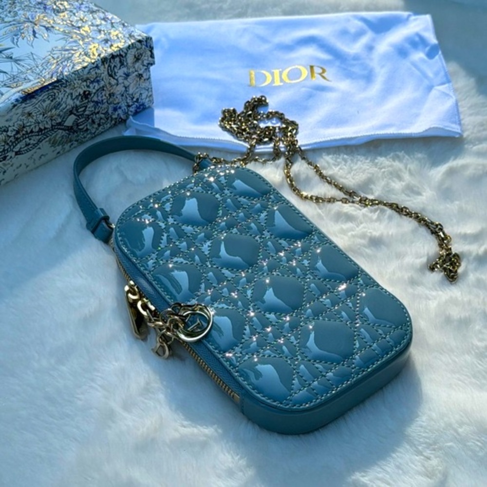 Lady Dior Call'in Dior Phone Holder Patent Cannage Calfskin